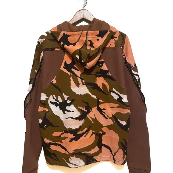 Adidas Men's All Over Print Camo Brown Hoodie with Zipper Sleeves - Picture 2 of 7